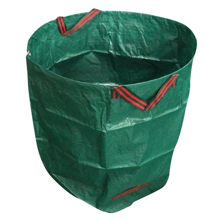 Sac de gradina pliabil cu capac, 120L, 45x76cm, verde, set de 4 manere