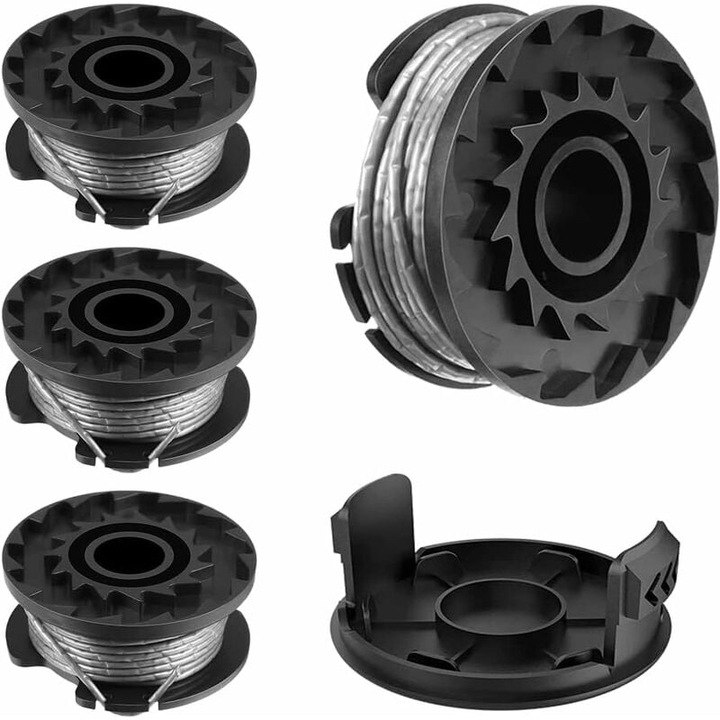 Висококачествени макари с корда, автоматична тримерна глава за тример Bosch ART 23SL Съвместимост ART 26SL, ефективно косене с центробежна сила, пакетът включва 4 резервни макари за тример