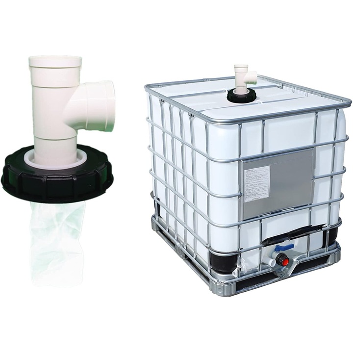 IBC 3-utas fedélszűrő, hosszú élettartamú, mosható nylon, 85mm, 220mm, 1000L esővízgyűjtő tartályhoz