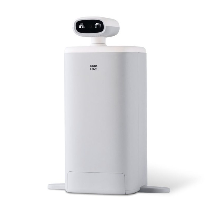 Интелигентна хранилка ambrasmart с HD камера на 360° и Wi-Fi контрол, за домашни любимци, бяла