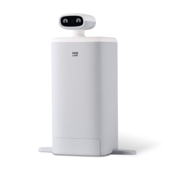 Интелигентна хранилка ambrasmart с HD камера на 360° и Wi-Fi контрол, за домашни любимци, бяла
