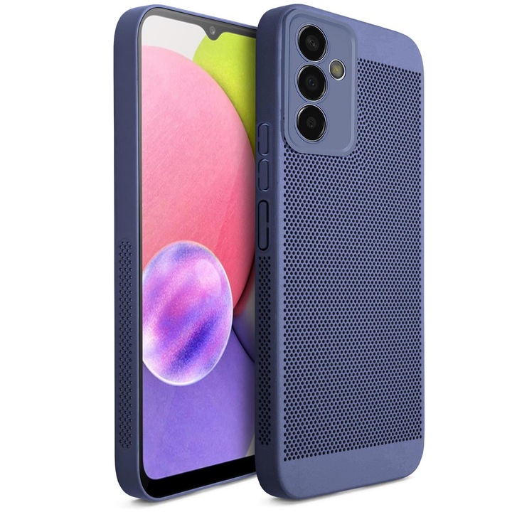 Moozy telefontok Samsung Galaxy A14 telefonhoz, kék, perforált mintával a szellőzés érdekében
