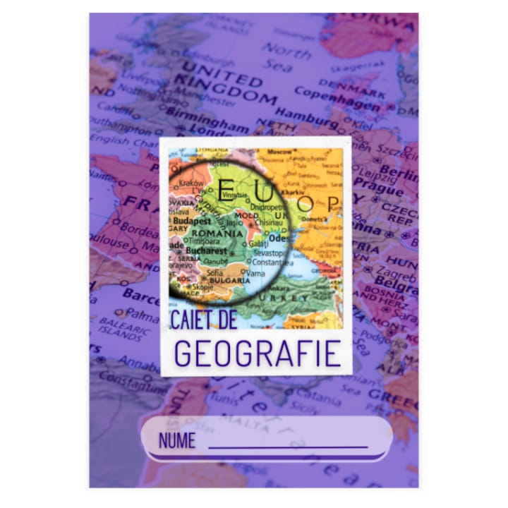 Caiet Studentesc de Geografie A4, Dictando, Capse, 64 pagini, 80g/mp, Coperta plastifiata 350g/mp