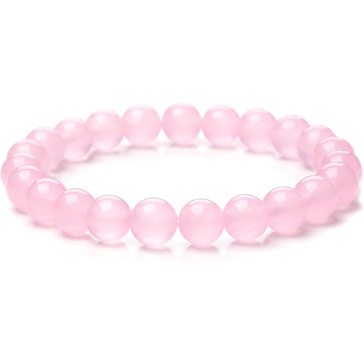 Bratara elastica handmade, pietre naturale vindecatoare, roz, 8mm