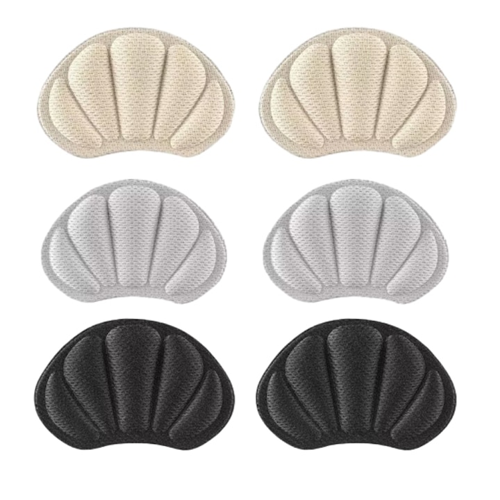 Set 6 branturi cu pernite pentru calcai, Design ingrosat, anti-alunecare si anti-dislocare, protejeaza calcaiul si sporeste confortul pantofului, LEIISVK, bumbac, multicolor