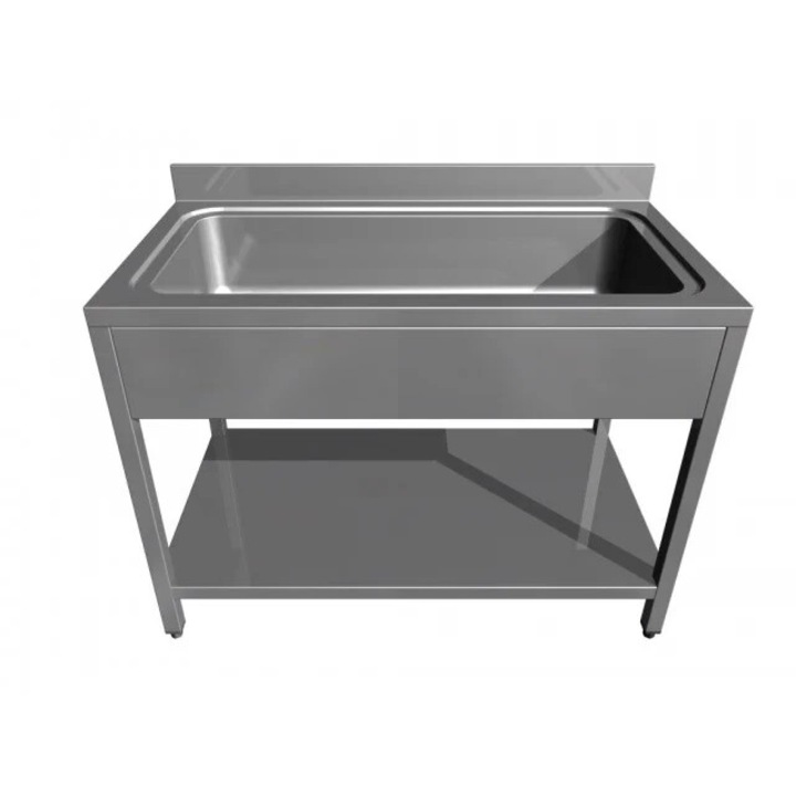 Spalator inox cuva mare de 960x510x300 pentru oale cratiti tavi Ideal Inox 1200x700x850 polita