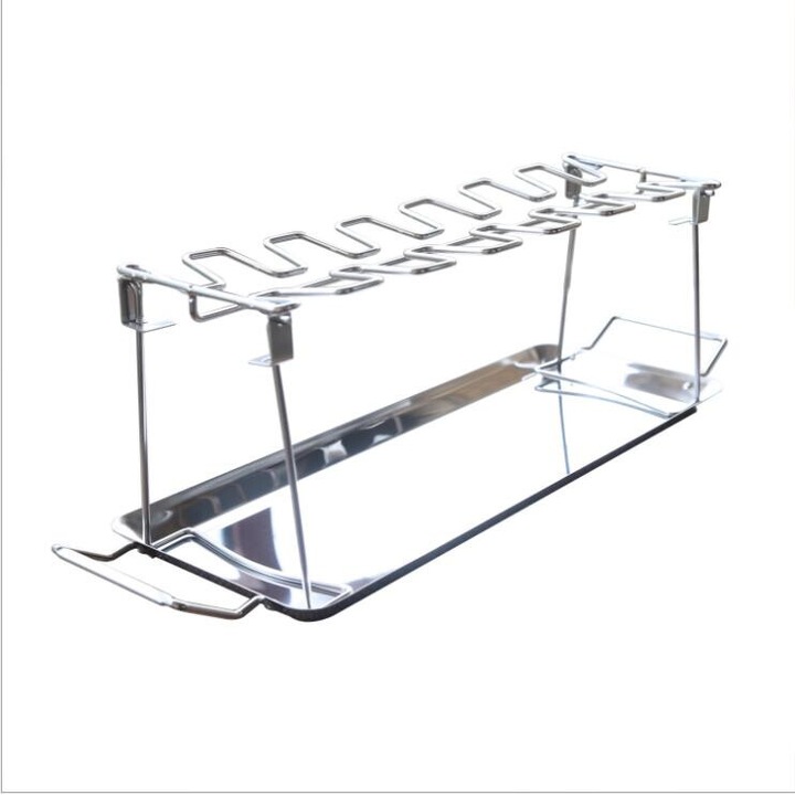 Suport pentru pui pentru gratar, AMRINUGL, 14 sloturi inox