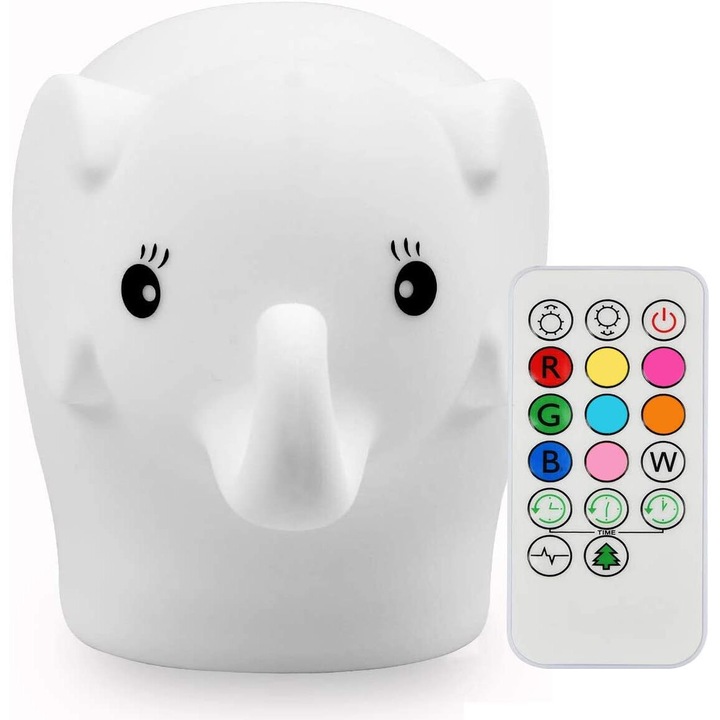 Lumina de noapte hipopotam, material siliconic sigur, 9 culori, lampa de masa cu LED reglabila, ameliorarea stresului pentru copii si adulti, cadou perfect pentru diverse ocazii