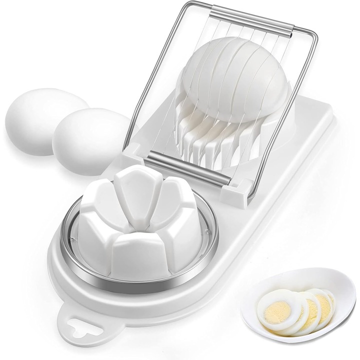 Feliator de oua, Cozevdnt, 2 in 1, 9 felii si 6 wedges, alb