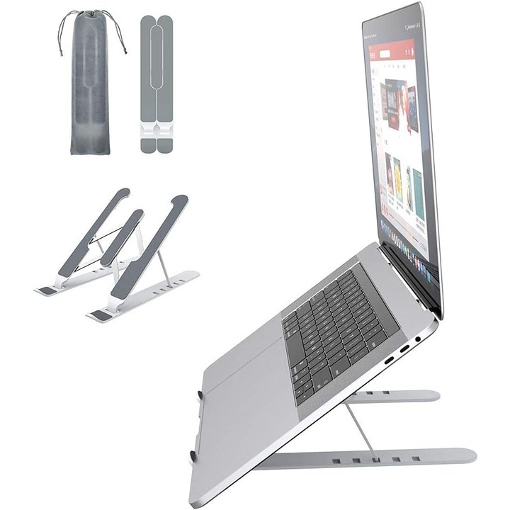 Suport pentru laptop, suport reglabil pentru laptop, suport portabil pentru laptop, alb