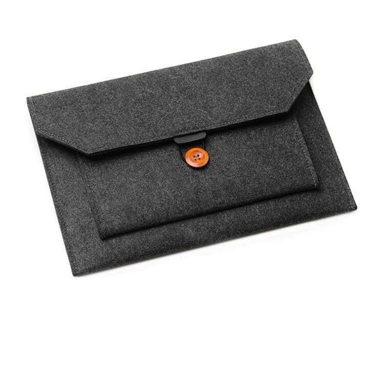 Husa Laptop, , Design Plic, Protectie Completa, Piele ecologica, Negru, 40.5x26.5cm, Set de Buzunare