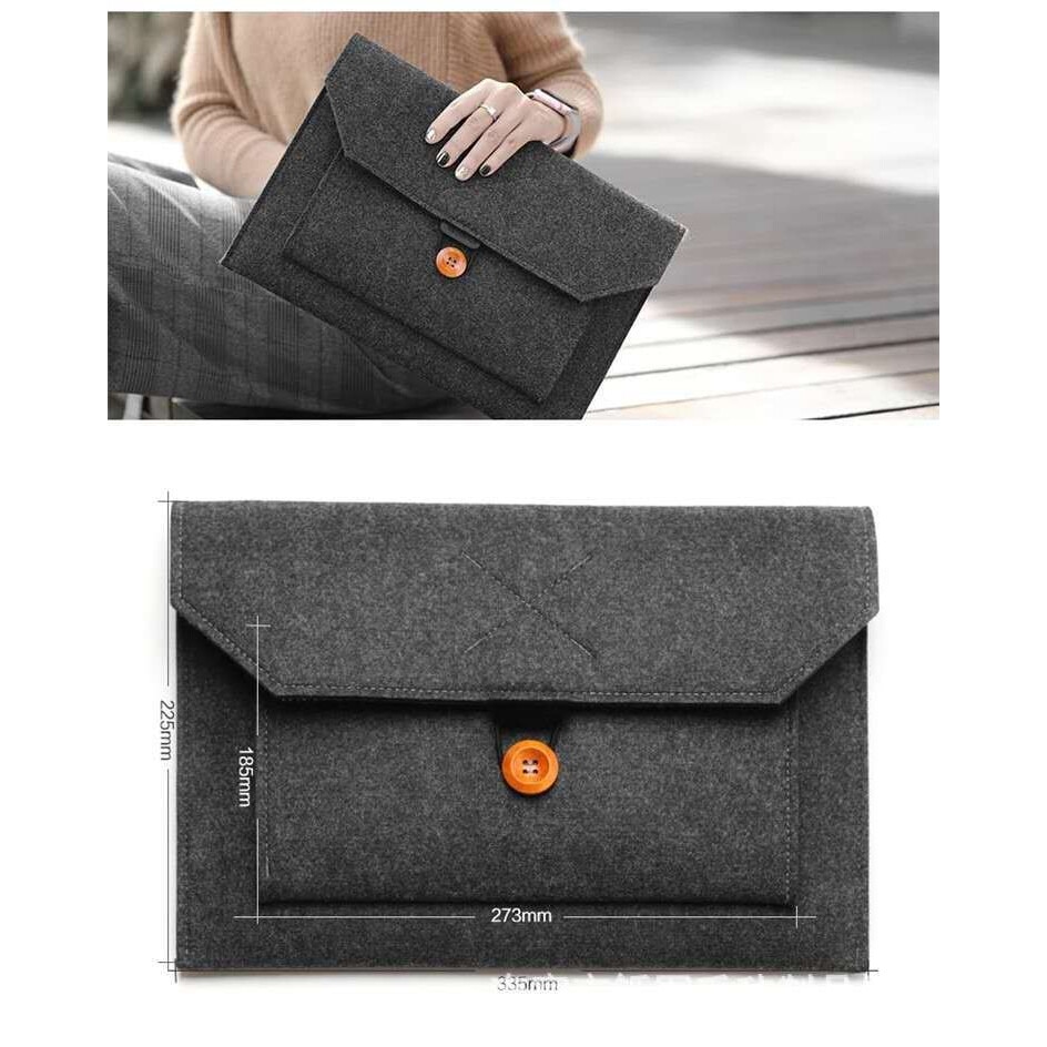 Husa Laptop, , Design Plic, Protectie Completa, Piele ecologica, Negru, 40.5x26.5cm, Set de Buzunare