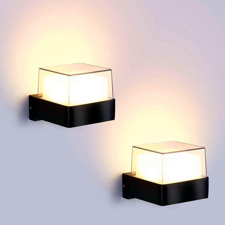 Външна LED стенна лампа Enforose, комплект от 2, алуминий, устойчива на атмосферни влияния, 5W, топло бяла светлина