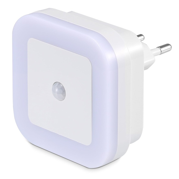 Нощна лампа със сензор за движение, Универсална, 65 мм, Радиус 3 м, Бяла