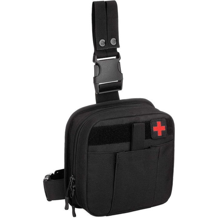 Geanta tactica, Nylon, 20x21x7 cm, Negru