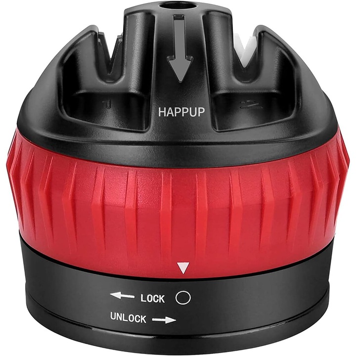 Ascutitor de cutite de bucatarie Enforose, manual profesional 2 trepte, baza de aspiratie, rosu, portabil