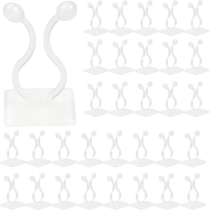 Set 50 cleme suport autoadezive pentru plante, plastic, utilizare interioara si exterioara, transparent