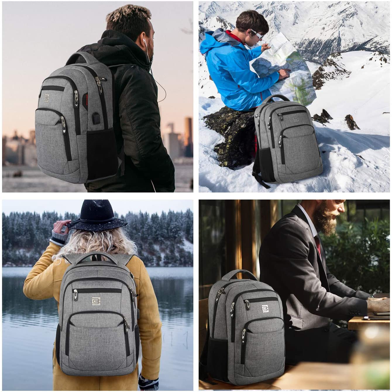 Rucsac laptop calatorie, Enforose, design ergonomic, material rezistent, culoare abanos, pentru barbati