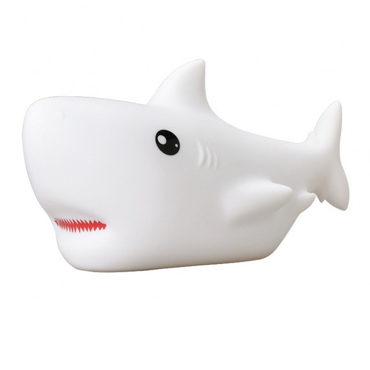 Нощна лампа за деца, Shark, силиконова, 8 цвята, преносима, 1200mAh