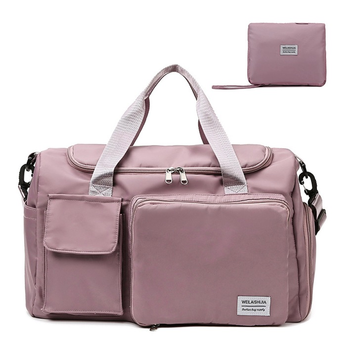 Пътна чанта, сгъваема, водоустойчива, сухо/мокро отделение, многоцветна, 50x28x25 см