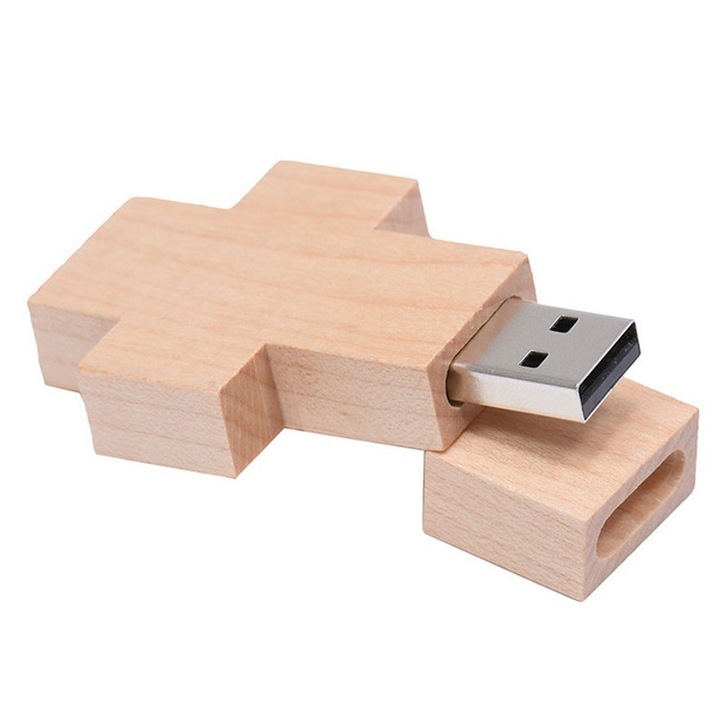 USB памет, Флаш устройство, 4GB, Модел Cross, дървен модел, преносимо