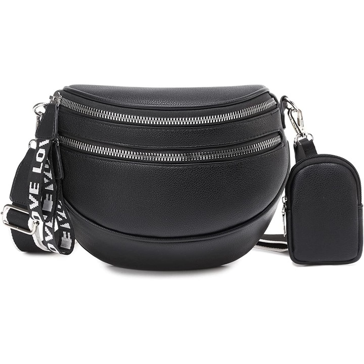 Női táska, egyszerű kialakítású, multifunkcionális, kényelmes, fekete színű.