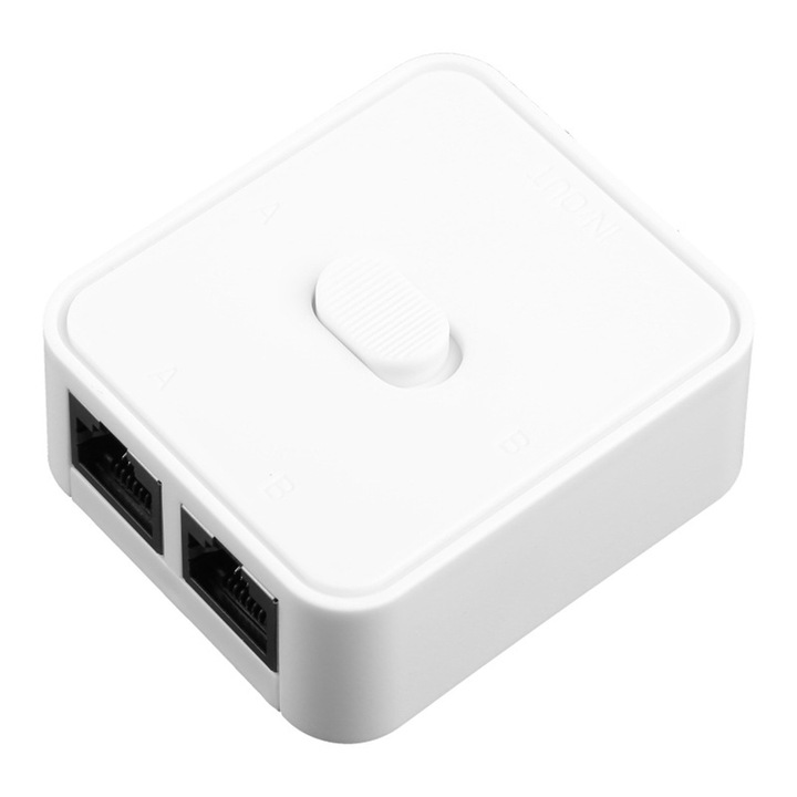 Hálózati kapcsoló 2 RJ45 port, fehér, 6x5x2,5cm