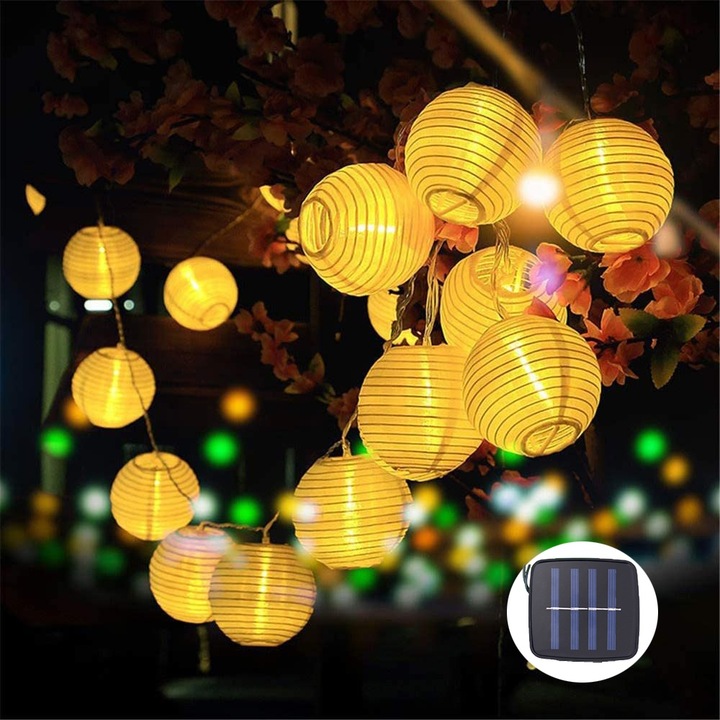Соларни LED фенери, 50 лампи, топло бяло, 8 режима, 20x10x12 см, водоустойчив IP66
