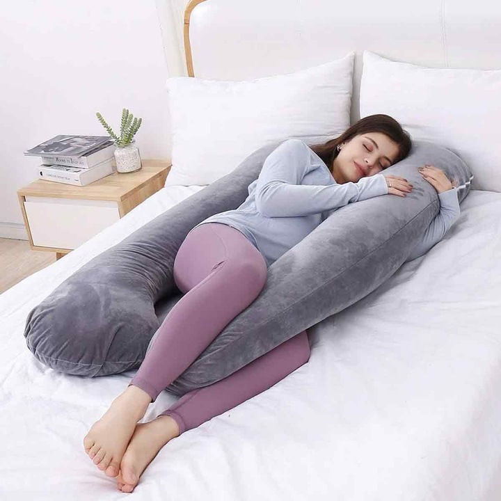 Perna pentru gravide, suport matern, ergonomic, catifea, 130x70cm