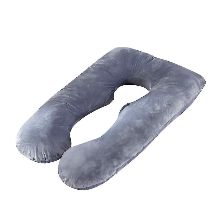 Perna de sarcina in forma de U pentru sustinerea intregului corp, pentru gravide, catifea, Enforose, 130x70 cm
