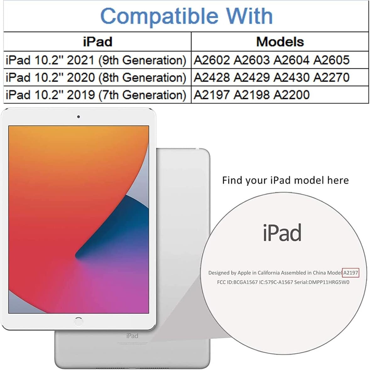 Husa tableta AMRINUGL pentru iPad 10.2" 9th/8th/7th generatie, design coroana, protectie soc, negru