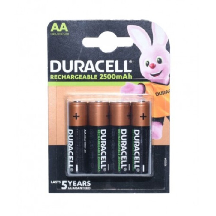 Set 4 Buc Acumulatori R6 AA Duracell, 2500mAh, Ni-MH