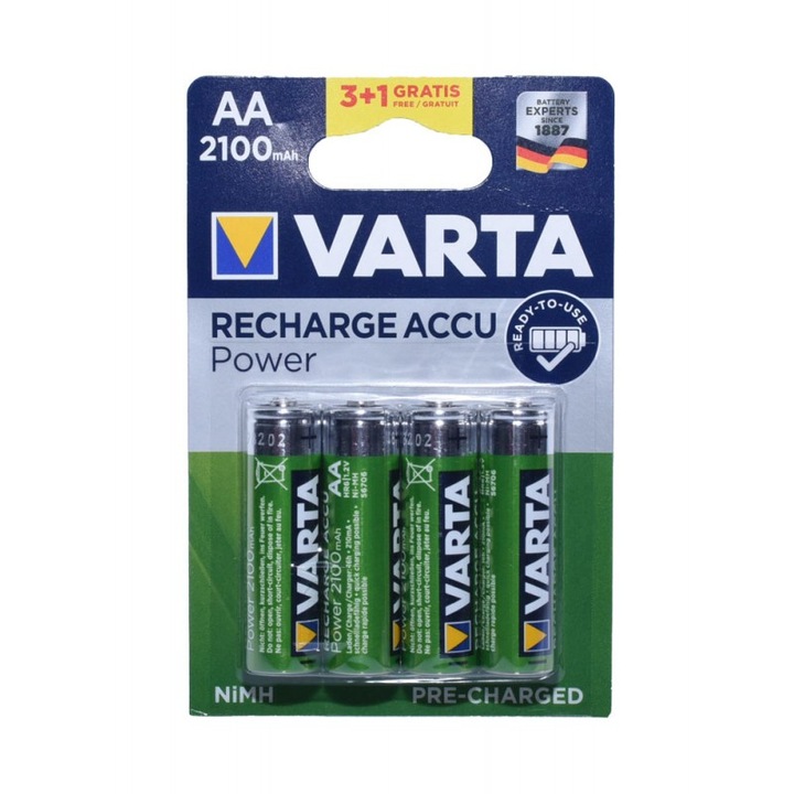 4 db Varta R6 AA elem készlet, 2100mAh, Ni-Mh
