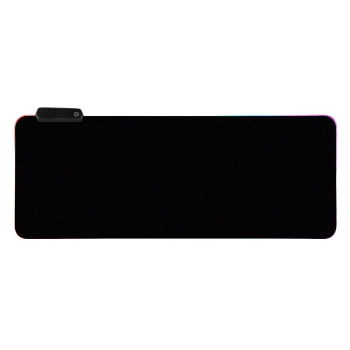 Mousepad gaming XXL, iluminare RGB, 10 moduri de lumini, antiderapant, 800x400x4mm