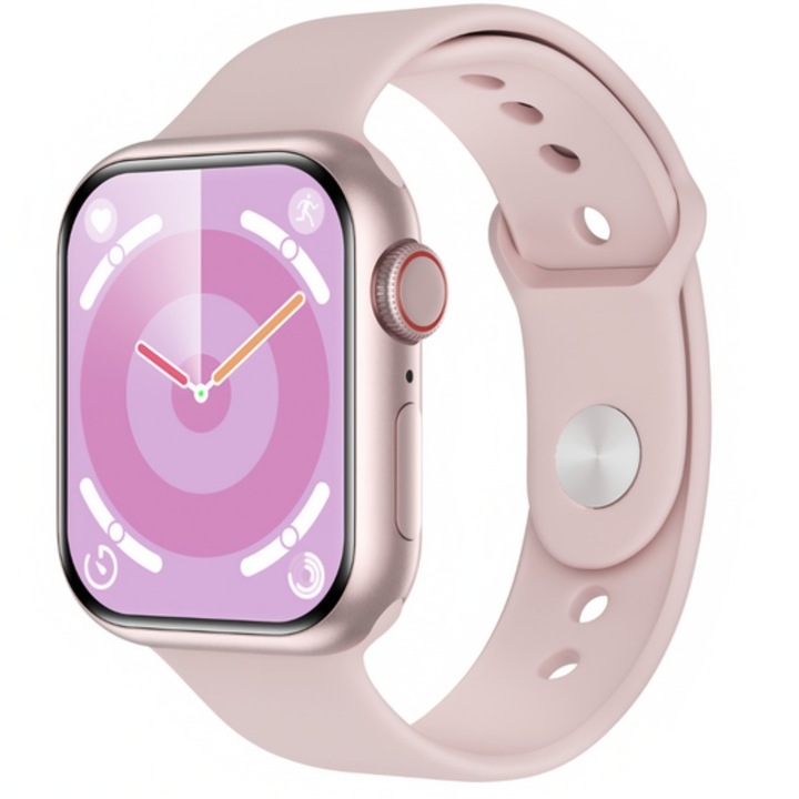 DolphinMC Smartwatch HD9 mini, intelligens, fitnesz, sport, kompatibilis IOS, Android, 230 mAh akkumulátor, Iránytű funkció, Érintőképernyő, APP vezérlés, Bluetooth 5.3, Ébresztőóra, Hívás, Üzenetek, Pulzusfigyelés, Véroxigén, Rózsaszín