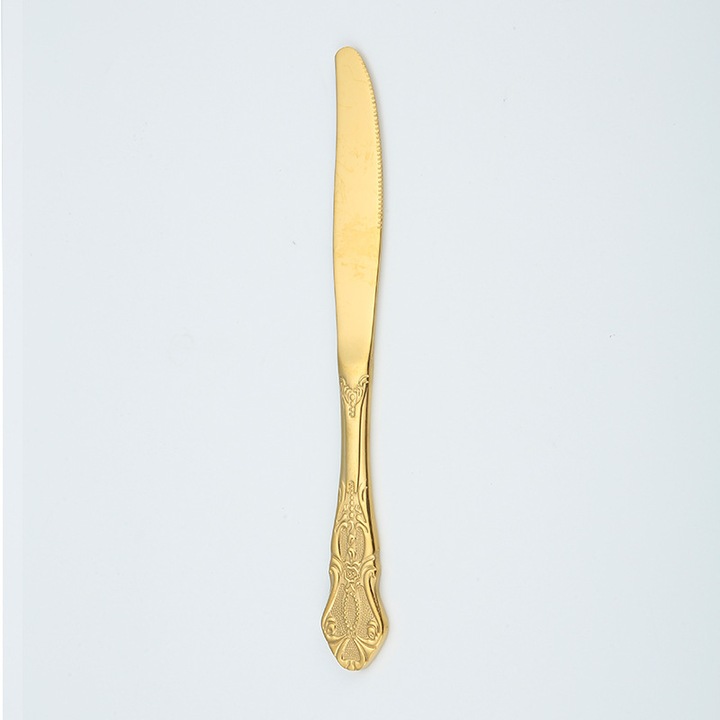 Cutit de cina vintage aurit, polisare oglinda, inoxidabil, 23x2cm