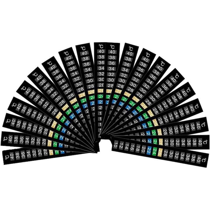 Autocolante cu termometru orizontal, Enforose, reutilizabile, citire clara a temperaturii, set de 20 bucati