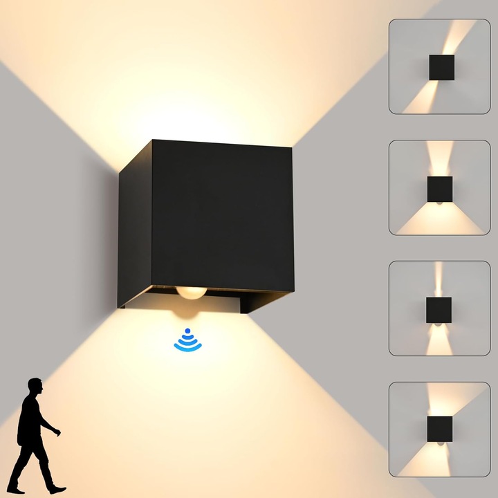 Аплика LED Cube, Enforose, модерен дизайн, регулируем ъгъл на лъча, издръжлив алуминий, водоустойчив IP65