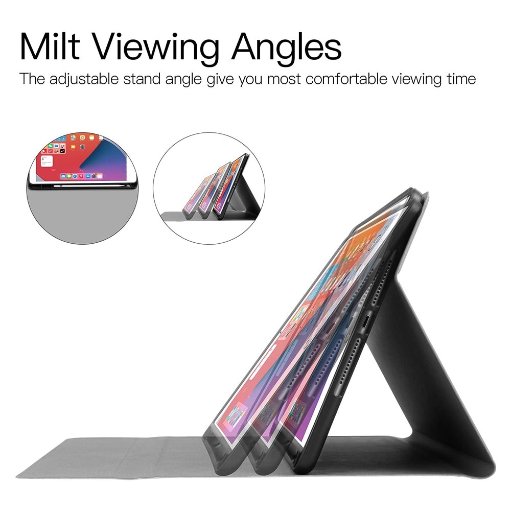 Husa cu tastatura detasabila pentru iPad, AMRINUGL, Bluetooth, suport pentru creion, piele PU