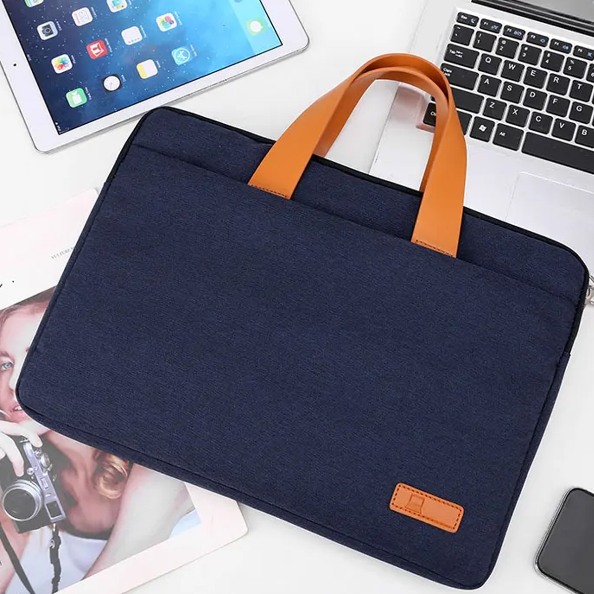 Husa laptop slim, Enforose, design portabil, protectie 360°, abanos, pana la 15-15.6 inch