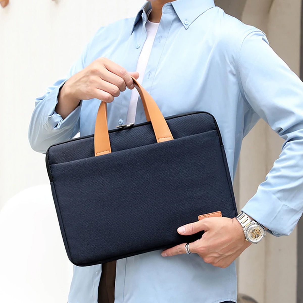 Husa laptop slim, Enforose, design portabil, protectie 360°, abanos, pana la 15-15.6 inch