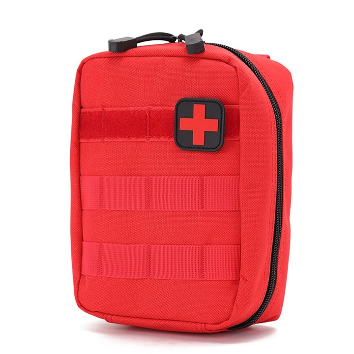 Geanta medicala de Prim Ajutor, Poliester, Rosu/Negru, 15x8x20cm