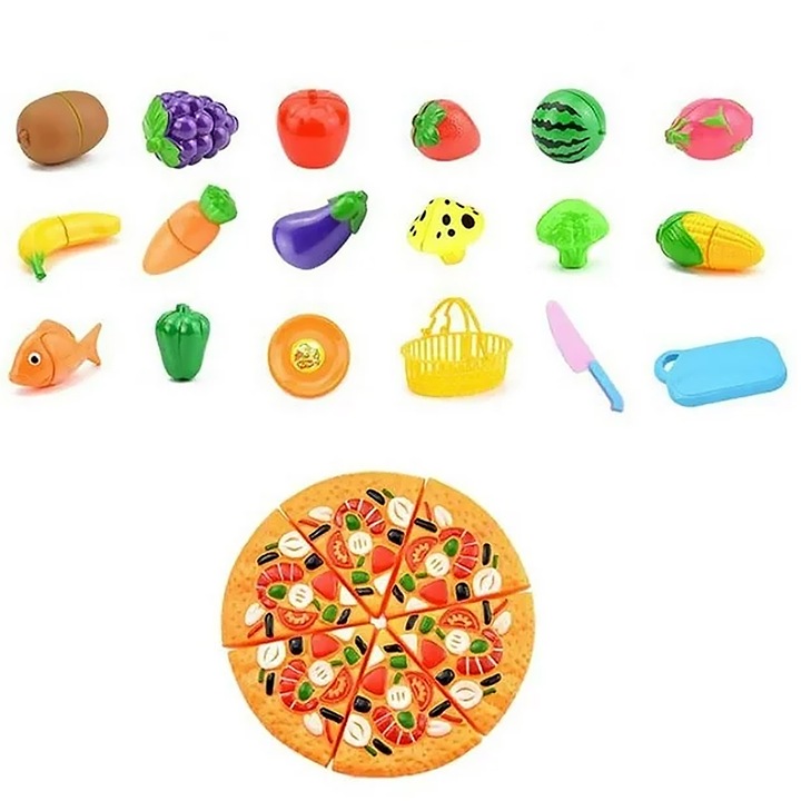 24 db/szett Konyhai játékok gyerekeknek Vágható zöldségek gyümölcsök Műanyag játékok gyerekeknek Konyhai játékok