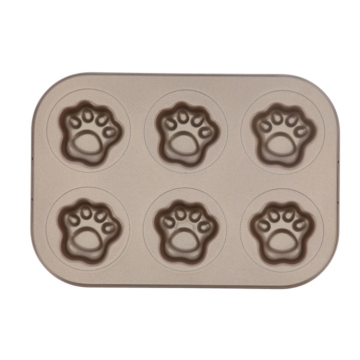 Sütőtepsi süteményekhez, 6 üreges, macskakarom mintázatú, szénszálas, tapadásmentes