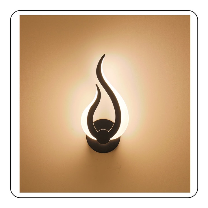 LED fali lámpa Holy Fire 12W fekete, fényerőszabályozható, 2.4G távirányítóval, 360°-os világítással