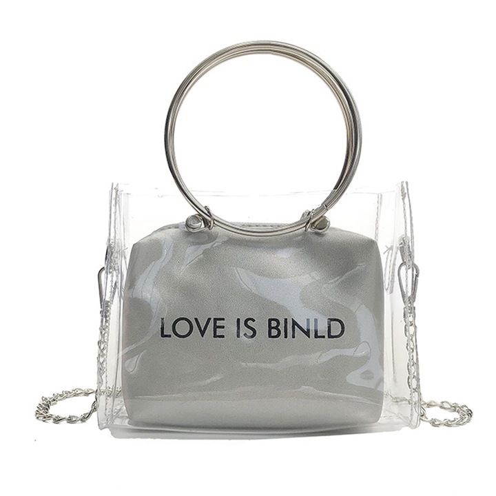 Jormftte PVC válltáska, láncszíjjal, strandra és utazáshoz