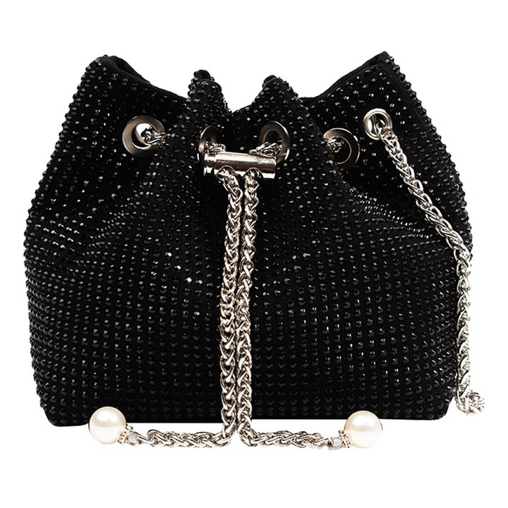 Jormftte női válltáska, PU bőr, strasszokkal, nagy kapacitású, többszínű.