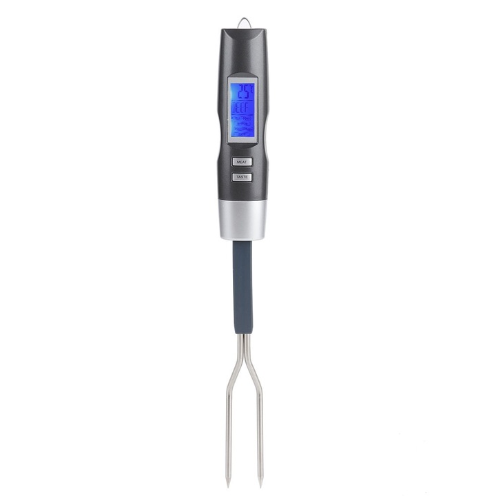 Termometru digital pentru carne QttvbTna, sonda din inox, alarma sonora, afisaj LCD, 35x4x2.5cm