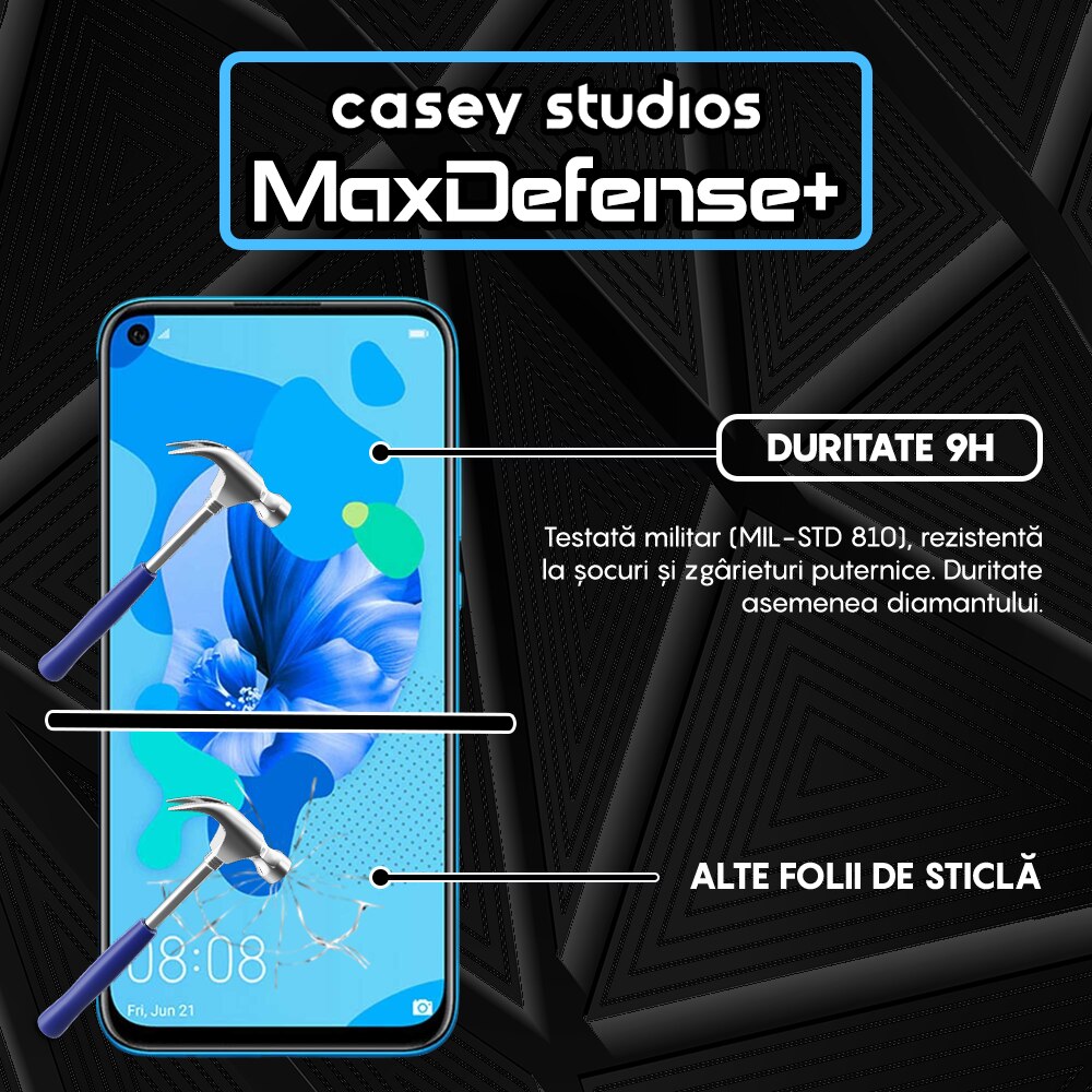 Folie Sticla CASEY STUDIOS compatibila cu Huawei P20 Lite 2019 / P40 Lite / P40 Lite E / Y7p, Full Glue, Ultra HD, Anti Zgarieturi, Anti Amprente, Anti Socuri, Margini Negre