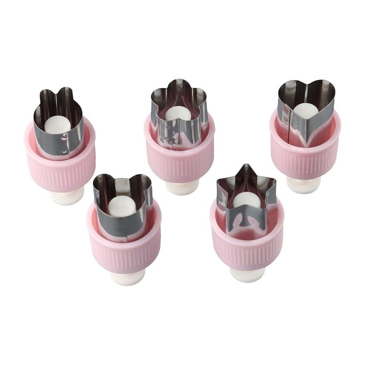 Set forme de prajituri, inele pentru patiserie si decupatoare legume, inox, 5 piese, multicolor
